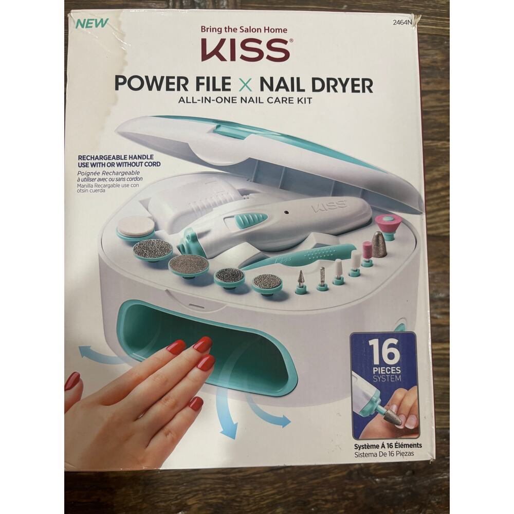 Kiss All-in-One Nail Care Kit - Power File/Nail Dryer - Brand New